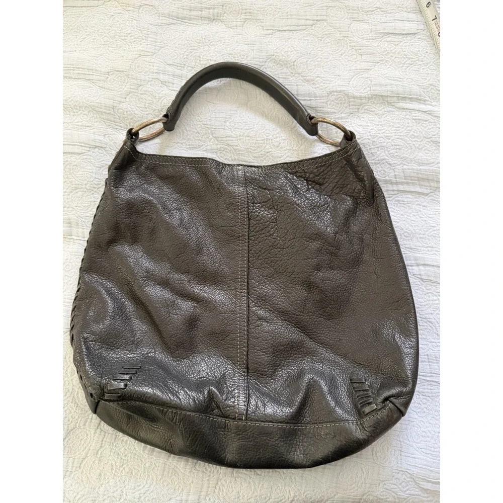 Lucky Brand Y2K Vintage Slouchy Whipstitch Hobo Shoulder Bag Black Leather Boho